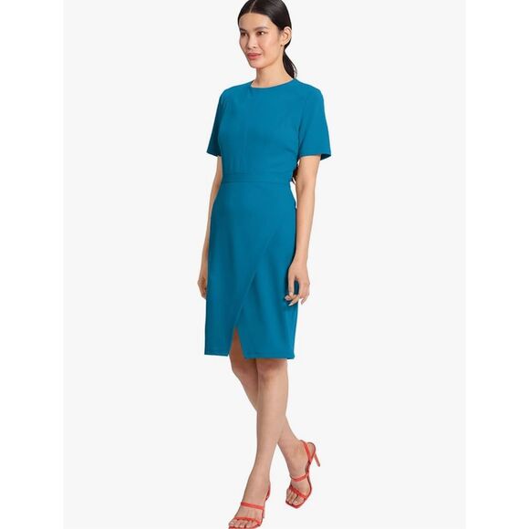 Maggy London Womens‎ Crew Neck Sophisticated Sheath Dress Teal Size 12 NWT - Picture 1 of 13